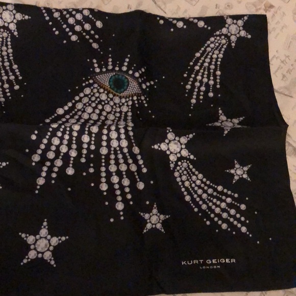 Kurt Geiger Black Evil Eye & Celestial 100% Silk Square Bandana Scarf NWT - Picture 13 of 16